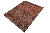 handmade Modern Gabbeh Beige Blue Hand Knotted RECTANGLE 100% WOOL area rug 4  x 5